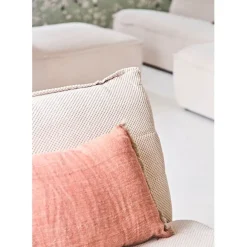Canapé modulable 4 places avec pouf ivoire - Aubin