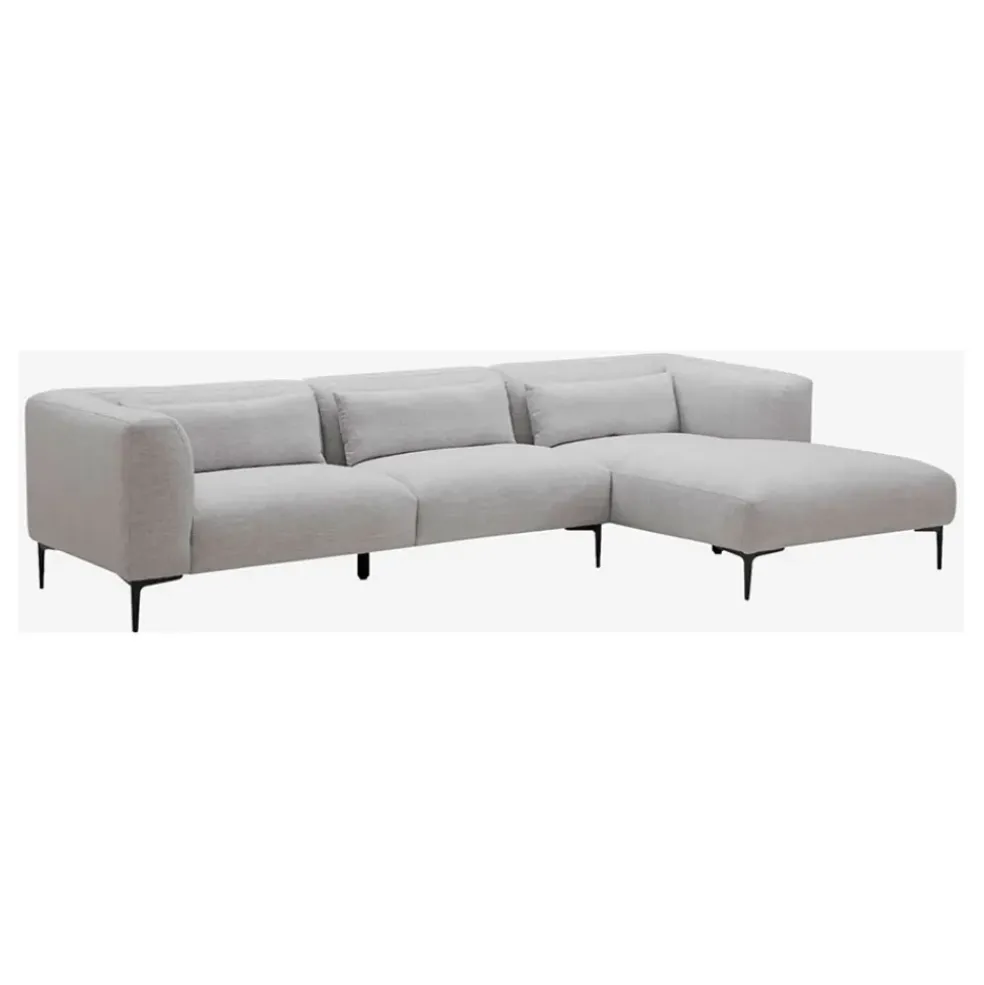 Canape angle droit fixe en tissu perlé gris - Tessie