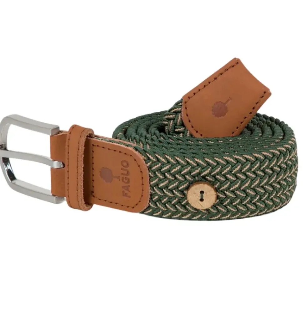 Ceinture tressée kaki et beige taille unique