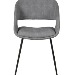 Chaise avec accoudoirs en velours côtelé gris clair - Alma