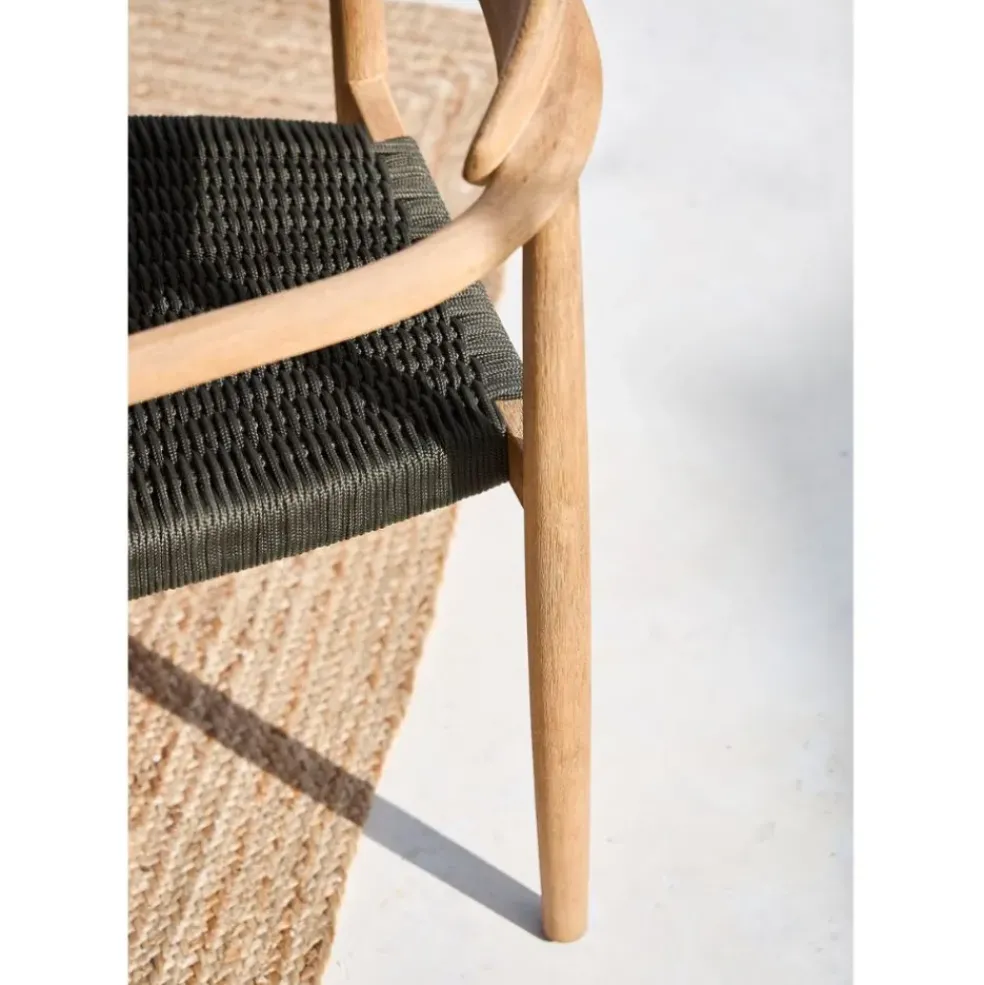 Chaise avec accoudoirs en bois d'eucalyptus kaki - Anam