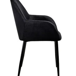 Chaise avec accoudoirs en velours côtelé noir - Julia