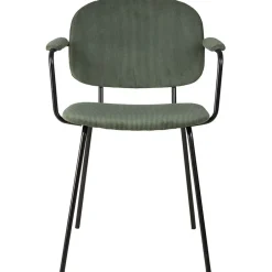 Chaise avec accoudoirs en velours côtelé vert sapin - Aston