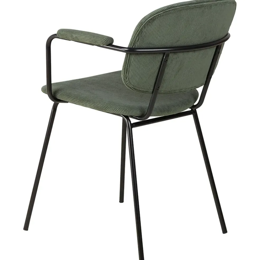 Chaise avec accoudoirs en velours côtelé vert sapin - Aston