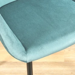 Chaise avec accoudoirs en velours côtelé bleu canard - Julia