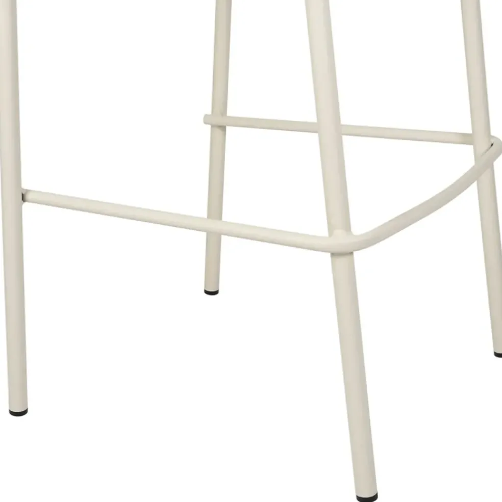 Chaise de bar d'extérieur avec coussin en tissu beige et blanc h97cm - Ajay