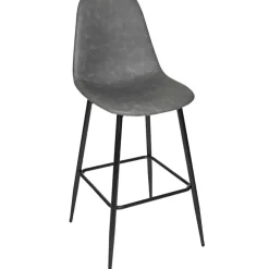 Chaise de bar effet cuir gris h70cm - Amber