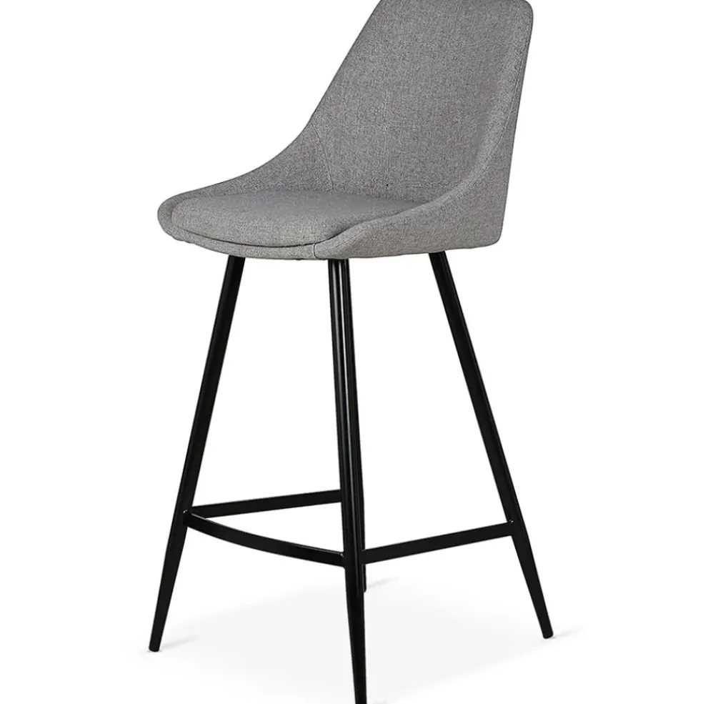 Chaise de bar en tissu gris clair h67cm - Ben
