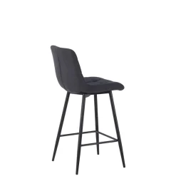 Chaise de bar en tissu matelassé antracithe - Lilly