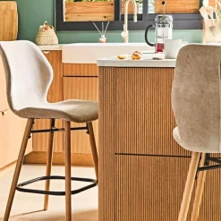 Chaise de bar en tissu soft touch sable h65cm - Keri
