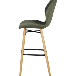 Chaise de bar en tissu soft touch vert bouteille h65cm - Keri