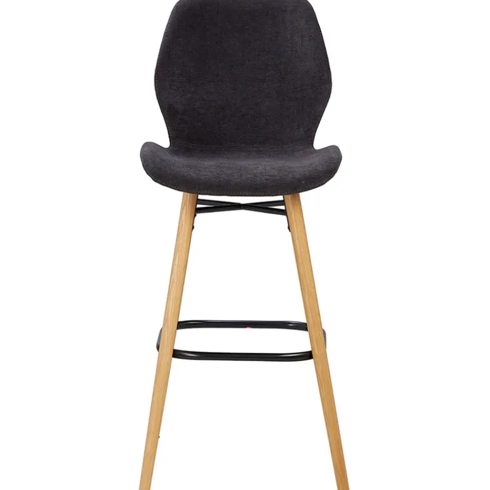 Chaise de bar en tissu soft touch noir h65cm - Keri