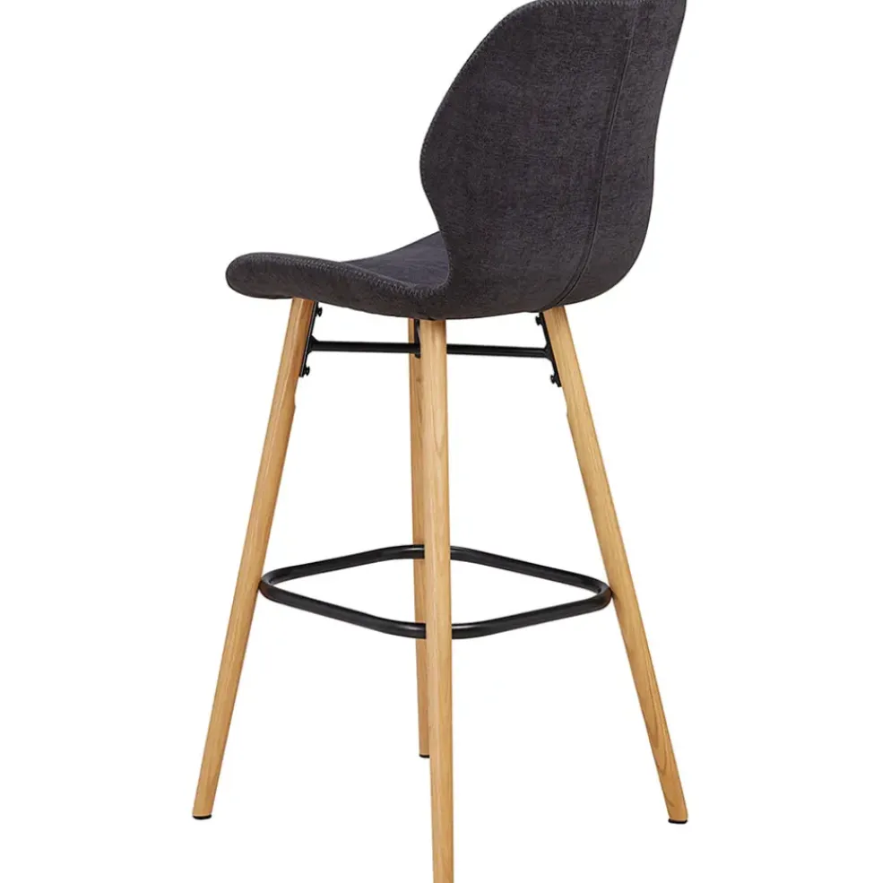 Chaise de bar en tissu soft touch noir h65cm - Keri
