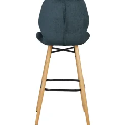 Chaise de bar en tissu soft touch bleu foncé h65cm - Keri
