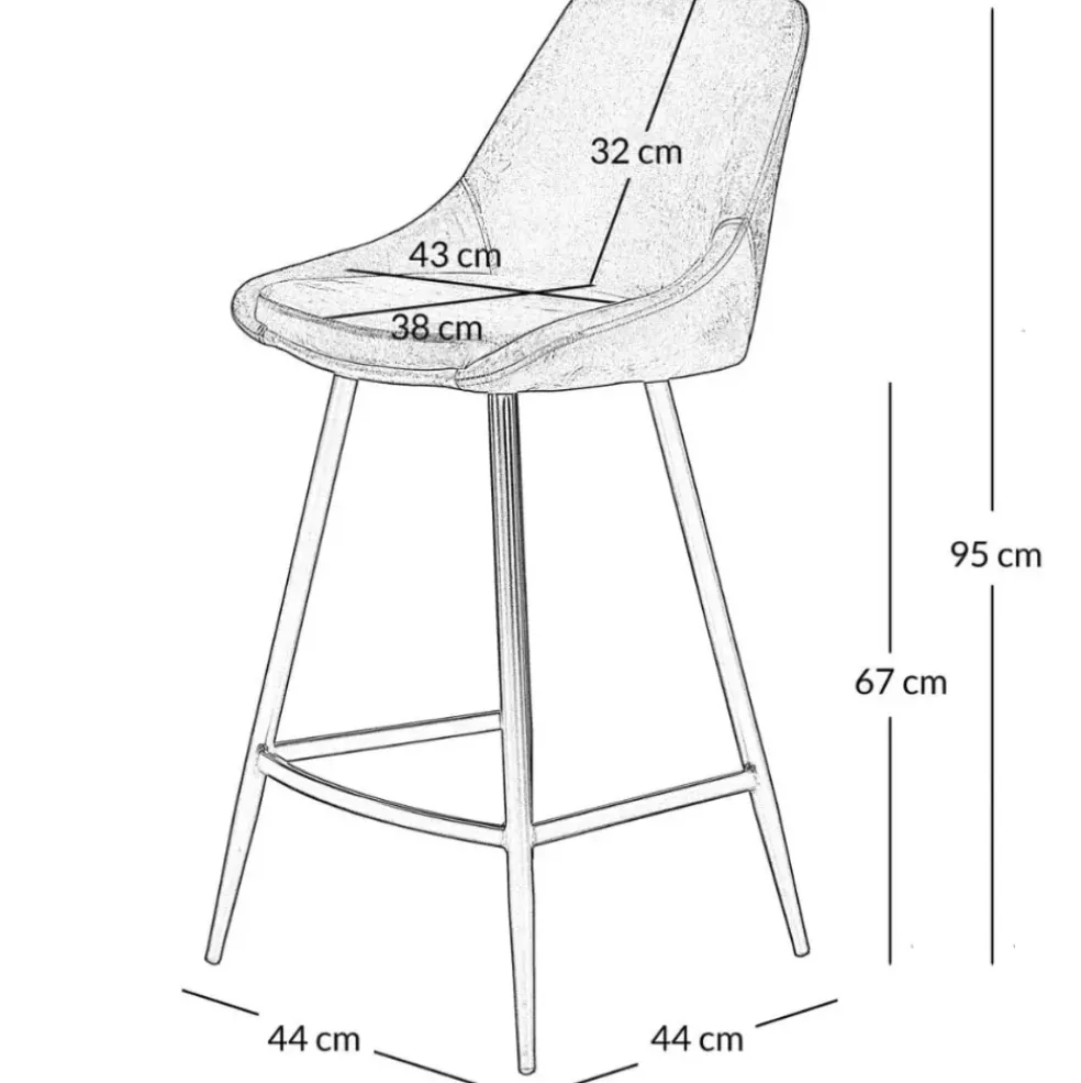 Chaise de bar en velours côtelé vert sapin h67cm - Ben