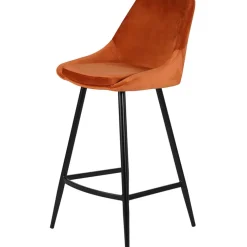 Chaise de bar en velours cognac h75cm - Ben