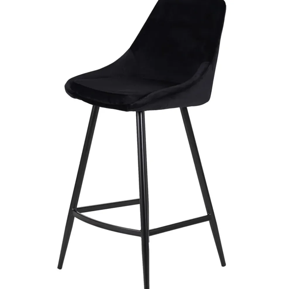 Chaise de bar en velours côtelé noir h75cm - Ben