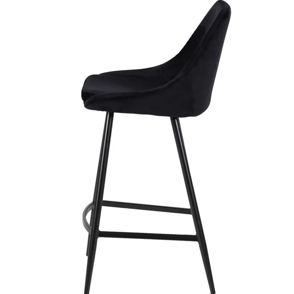 Chaise de bar en velours côtelé noir h75cm - Ben