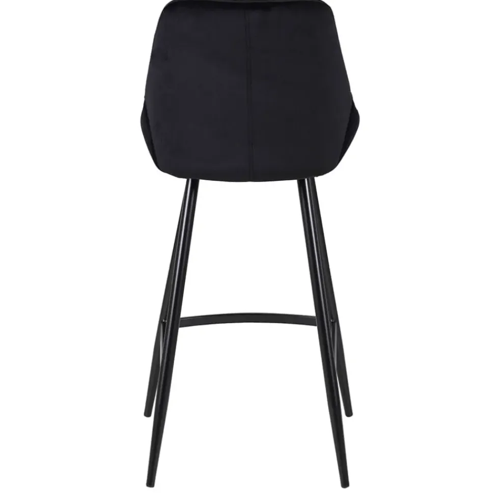 Chaise de bar en velours côtelé noir h75cm - Ben