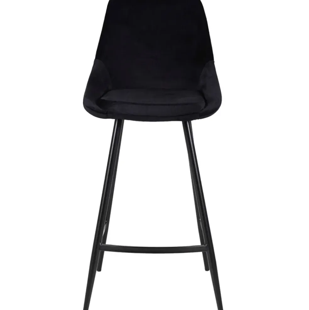 Chaise de bar en velours côtelé noir h67cm - Ben