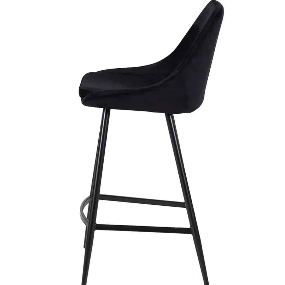 Chaise de bar en velours côtelé noir h67cm - Ben