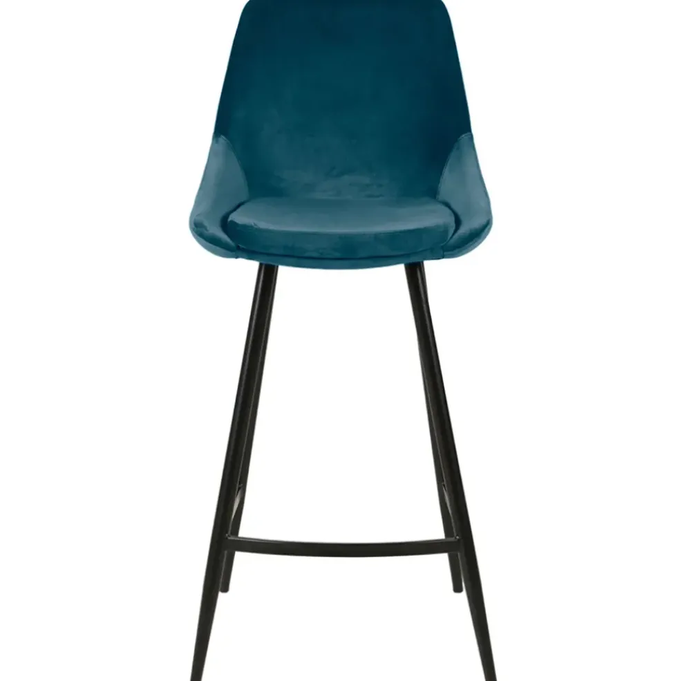 Chaise de bar en velours bleu h67cm - Ben