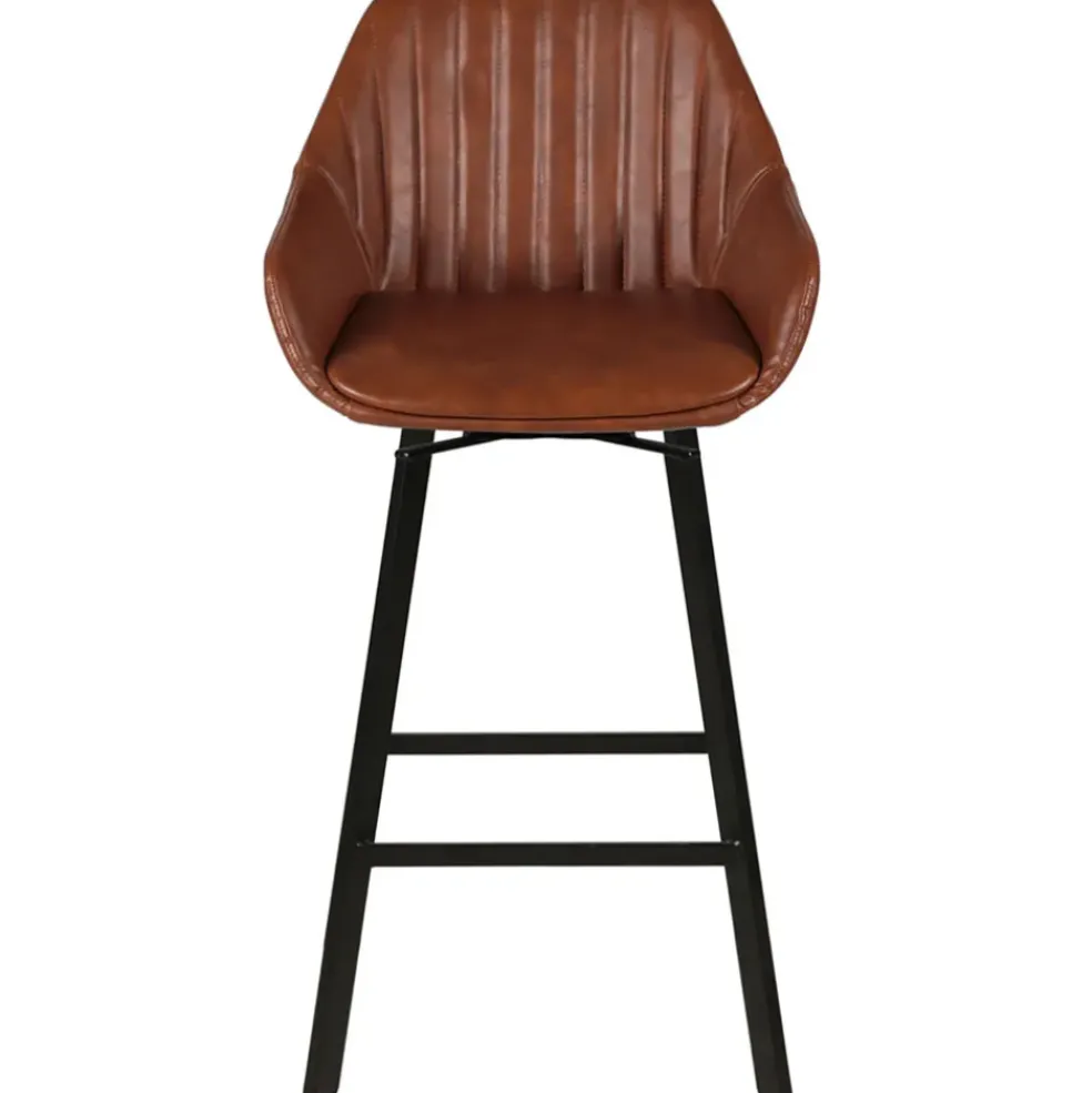 Chaise de bar pivotante effet cuir marron h75cm - Moss