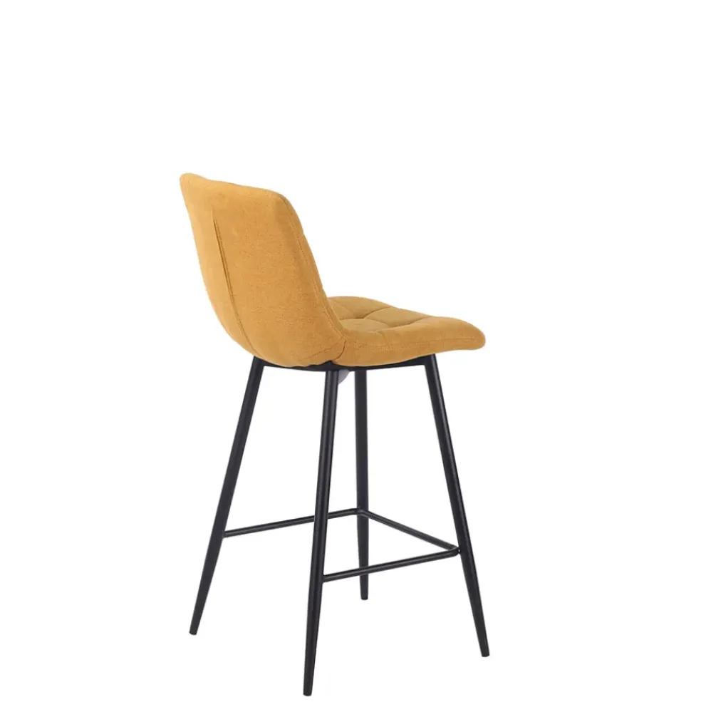 Chaise de bar tissu matelassé moutarde - Lilly