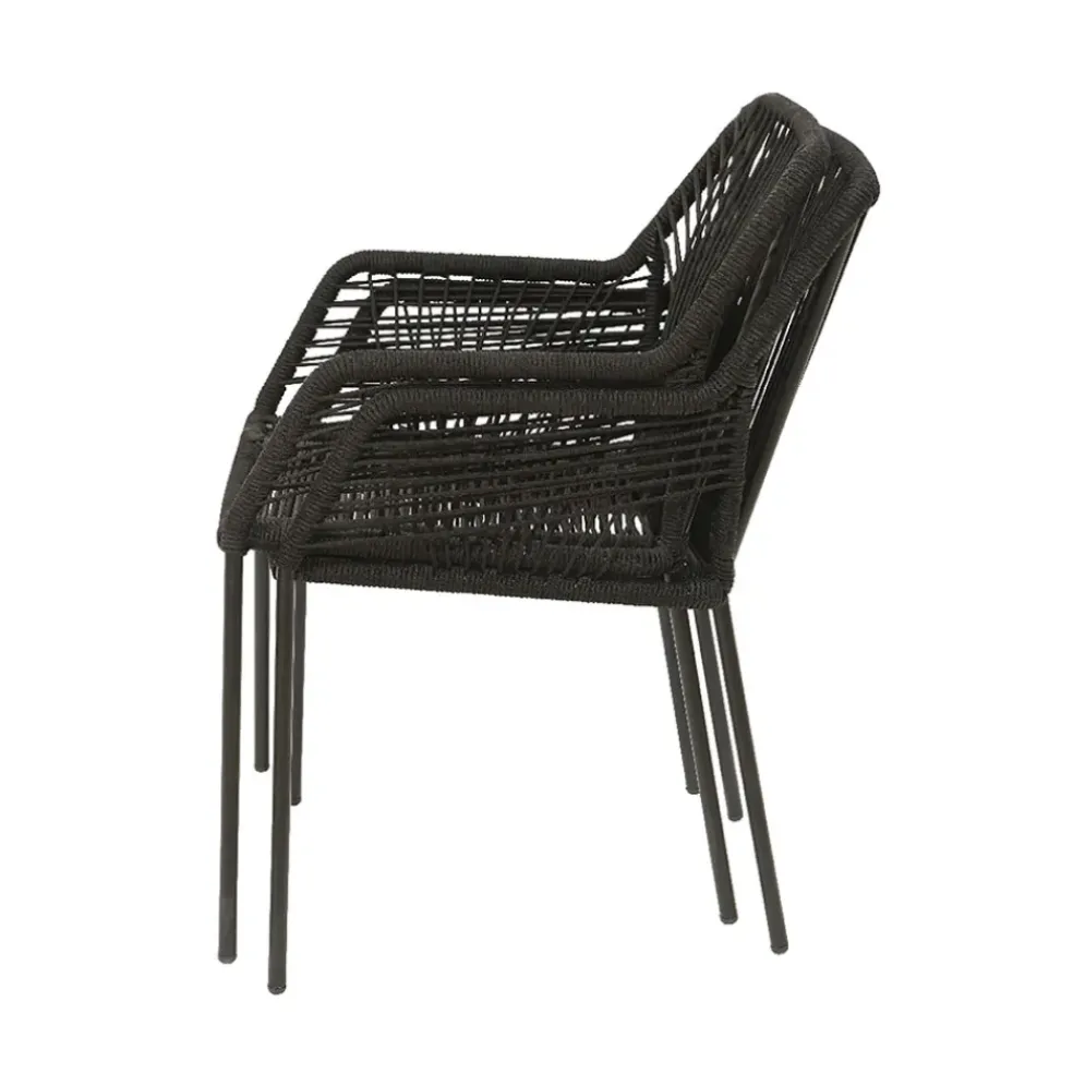 Chaise de jardin empilable en résine tressée noir - Seville