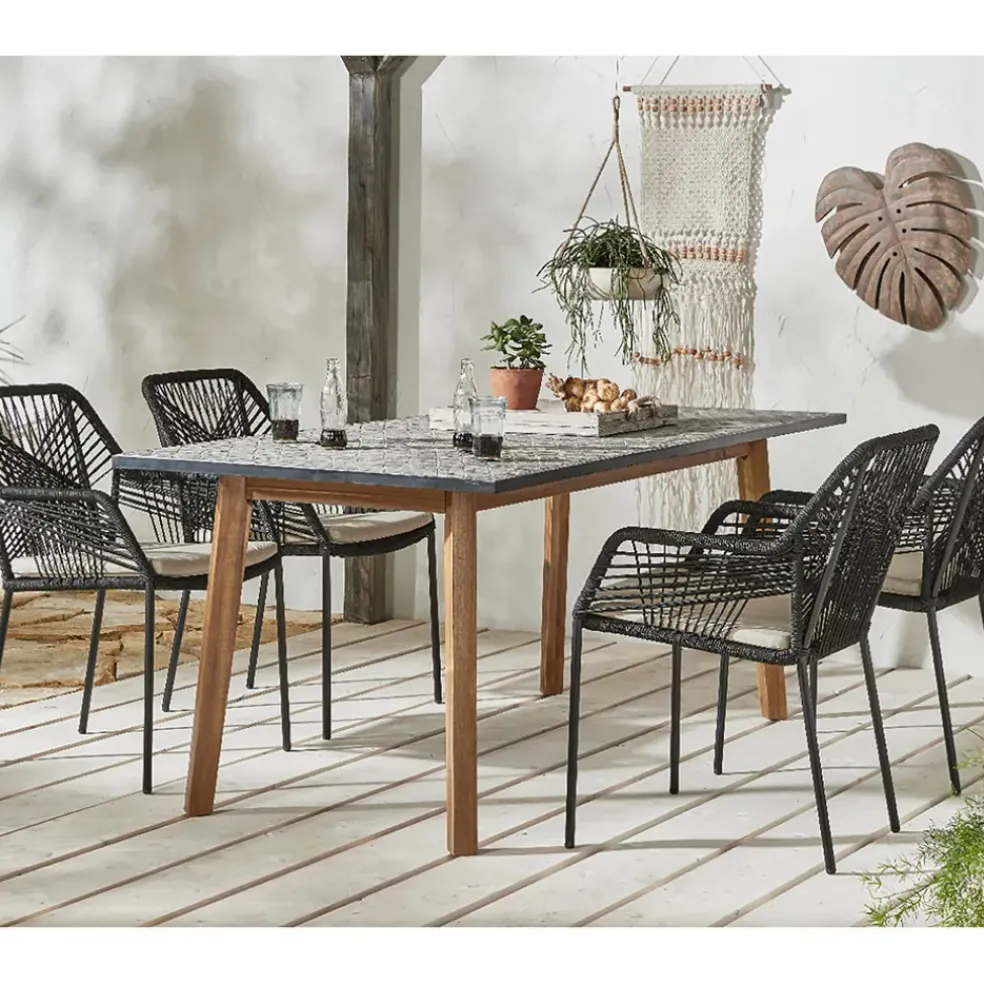 Chaise de jardin empilable en résine tressée noir - Seville