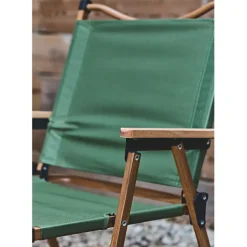 Chaise de jardin pliante en bois de hêtre et tissu vert - Mariposa