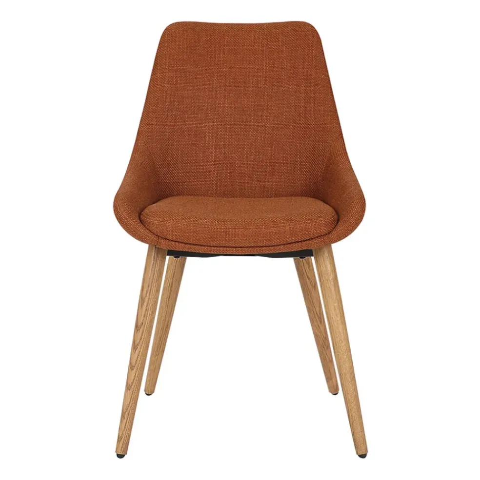 Chaise de salle à manger en tissu cognac - Ben
