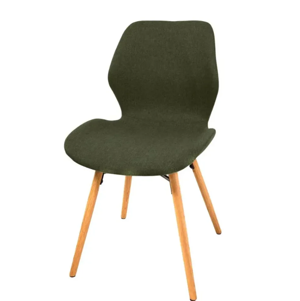 Chaise de salle à manger en tissu vert - Gloria