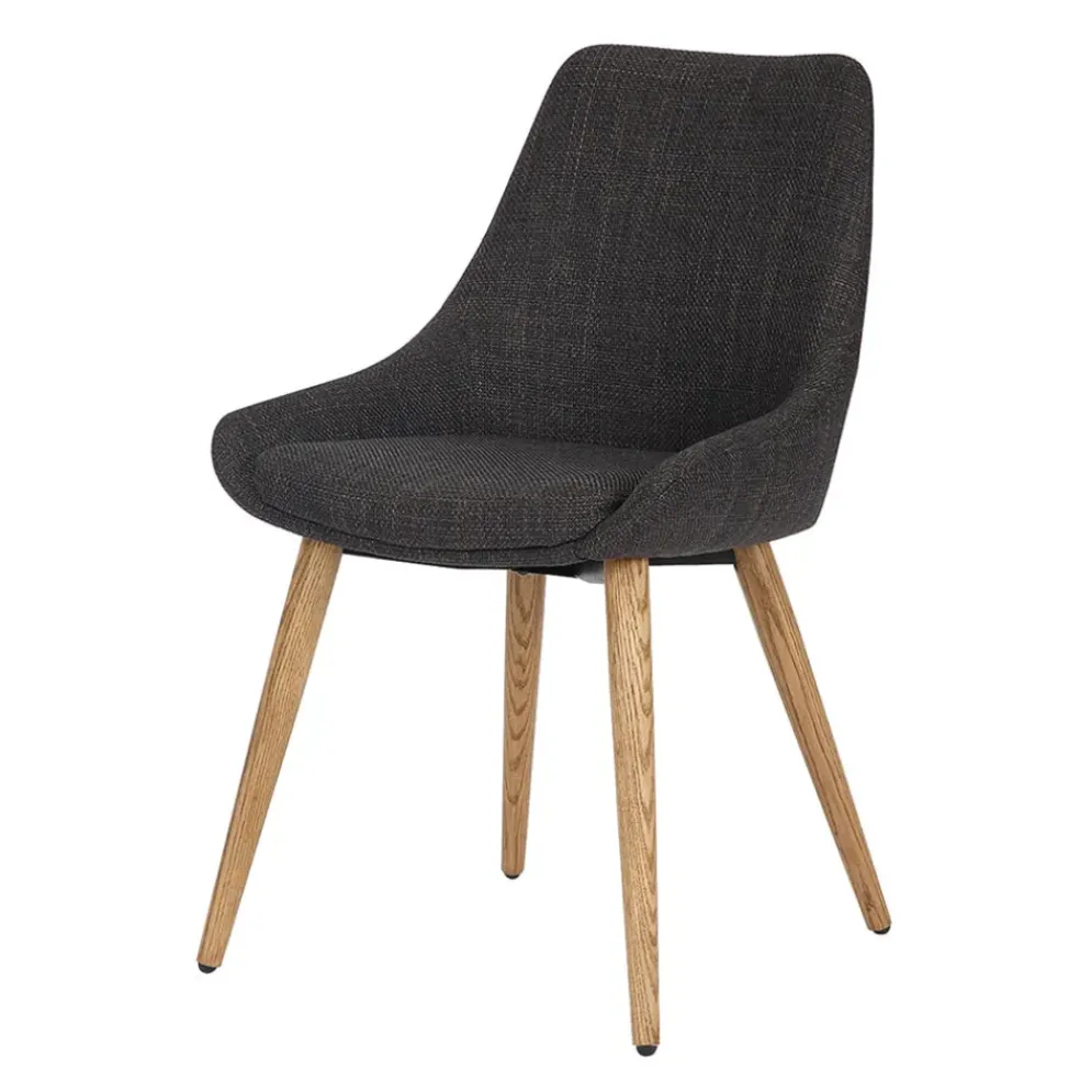 Chaise de salle à manger en tissu gris anthracite - Ben