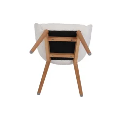 Chaise de salle à manger en tissu bouclette blanc - Altea