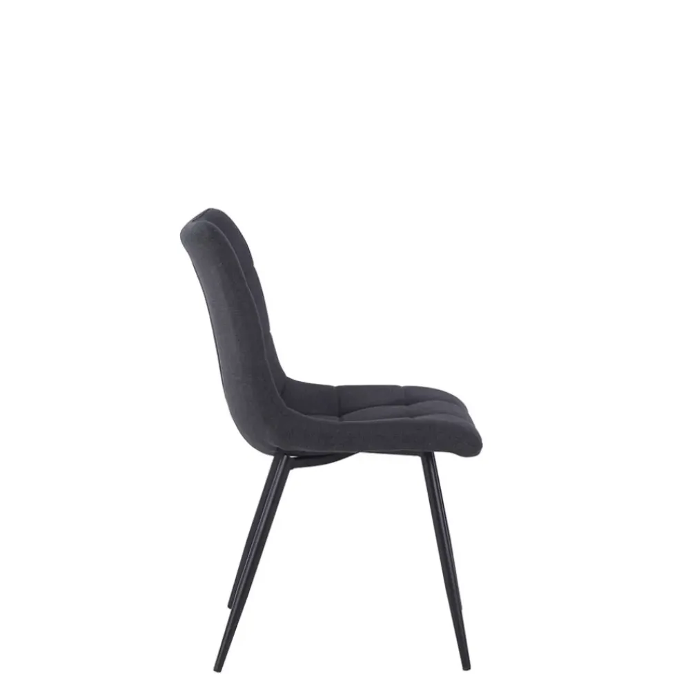 Chaise de salle a manger en tissu matelassé anthracite - Lilly