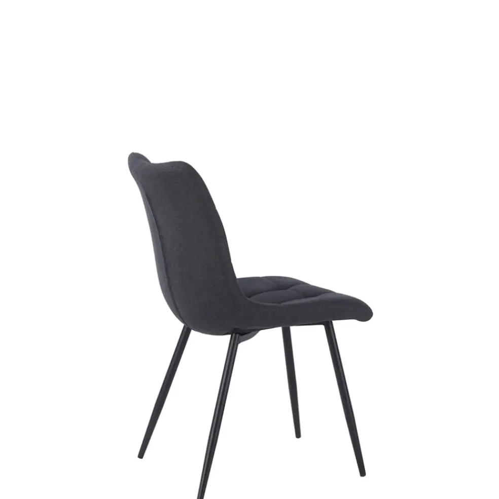 Chaise de salle a manger en tissu matelassé anthracite - Lilly