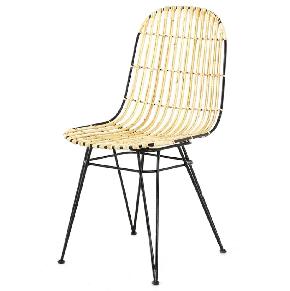 Chaise en rotin naturel et metal - KUBU