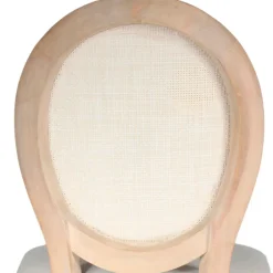 Chaise medaillon en bois d'hévea beige et cannage