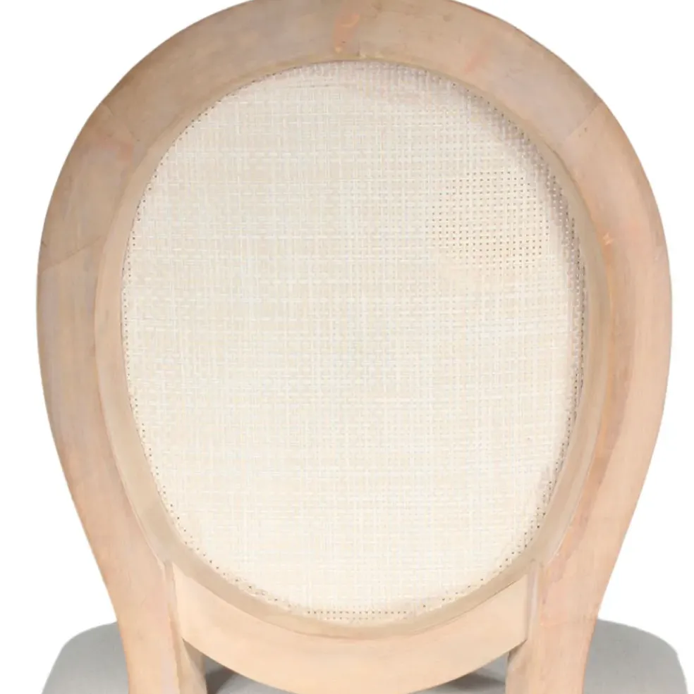 Chaise medaillon en bois d'hévea beige et cannage