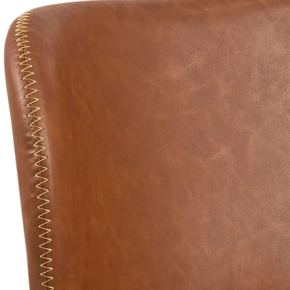 Chaise salle à manger aspect cuir rétro cognac - Batla