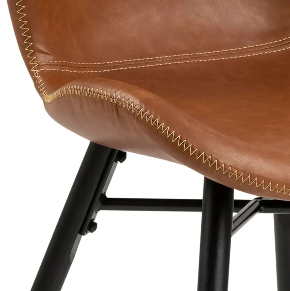 Chaise salle à manger aspect cuir rétro cognac - Batla
