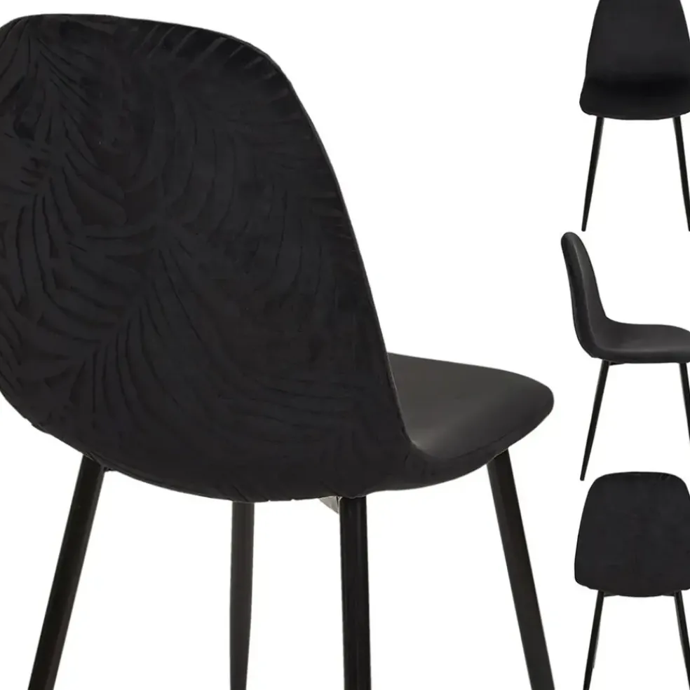Chaise salle à manger en tissu noir - Leaf