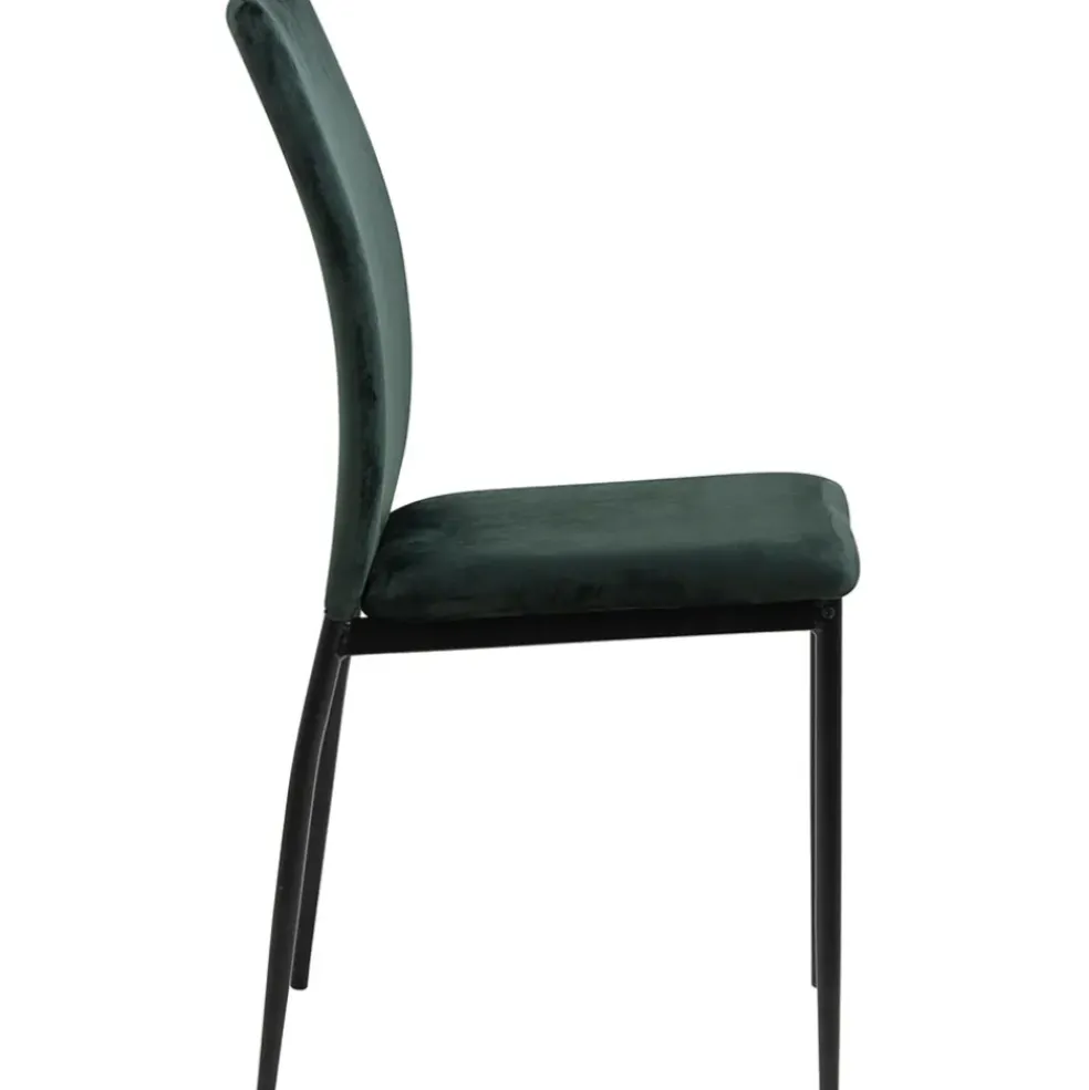 Chaise salle à manger en tissu vert fonce - Demia