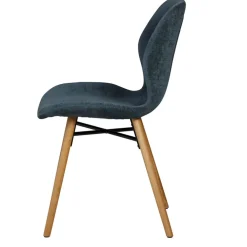 Chaise salle à manger en tissu soft touch bleu foncé - Keri