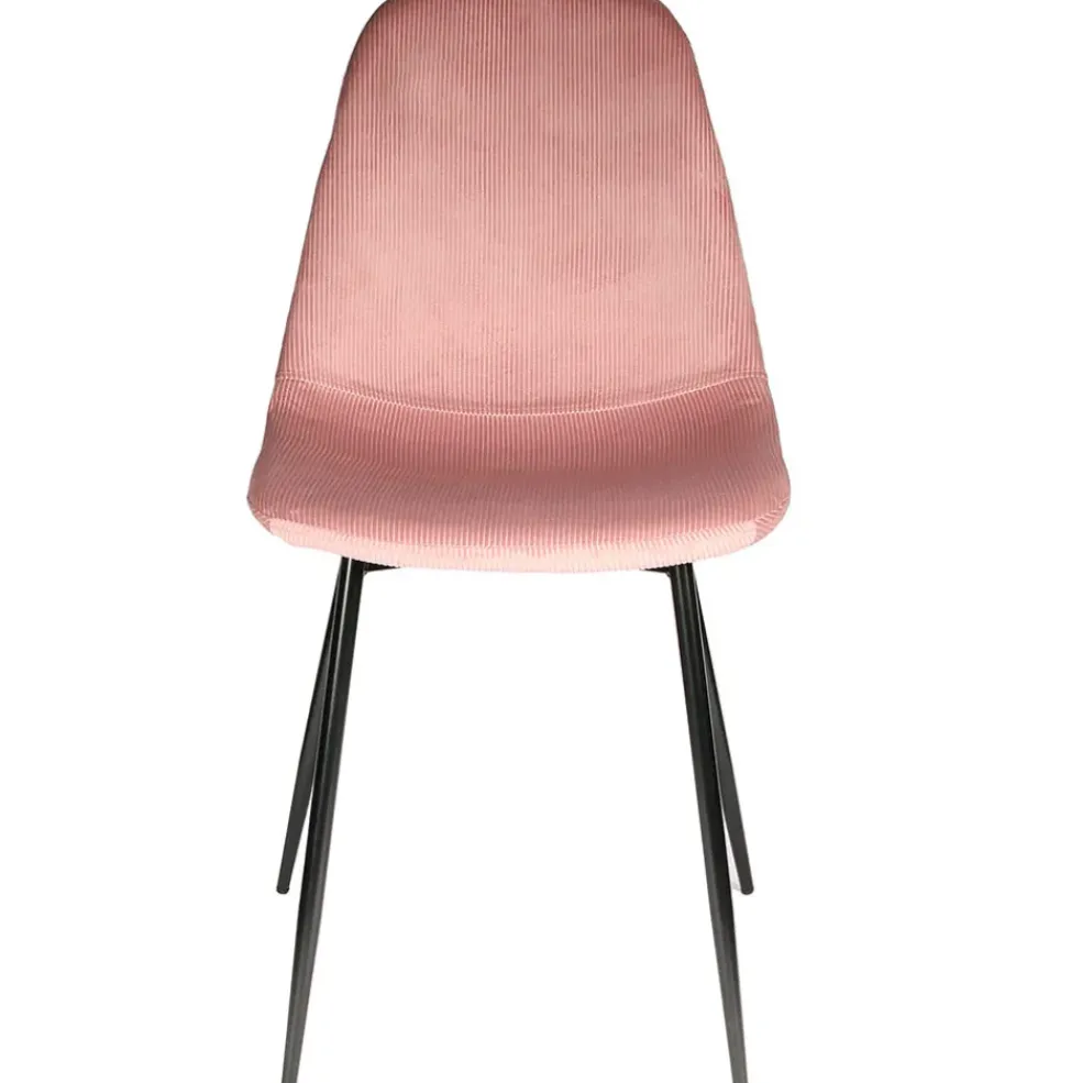 Chaise salle à manger en velours cotelé rose - Julia