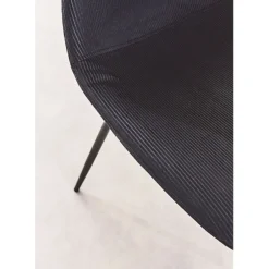 Chaise salle à manger en velours cotelé noir - Julia