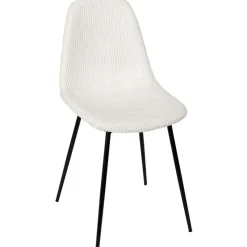 Chaise salle à manger en velours côtelé beige - Scarlett