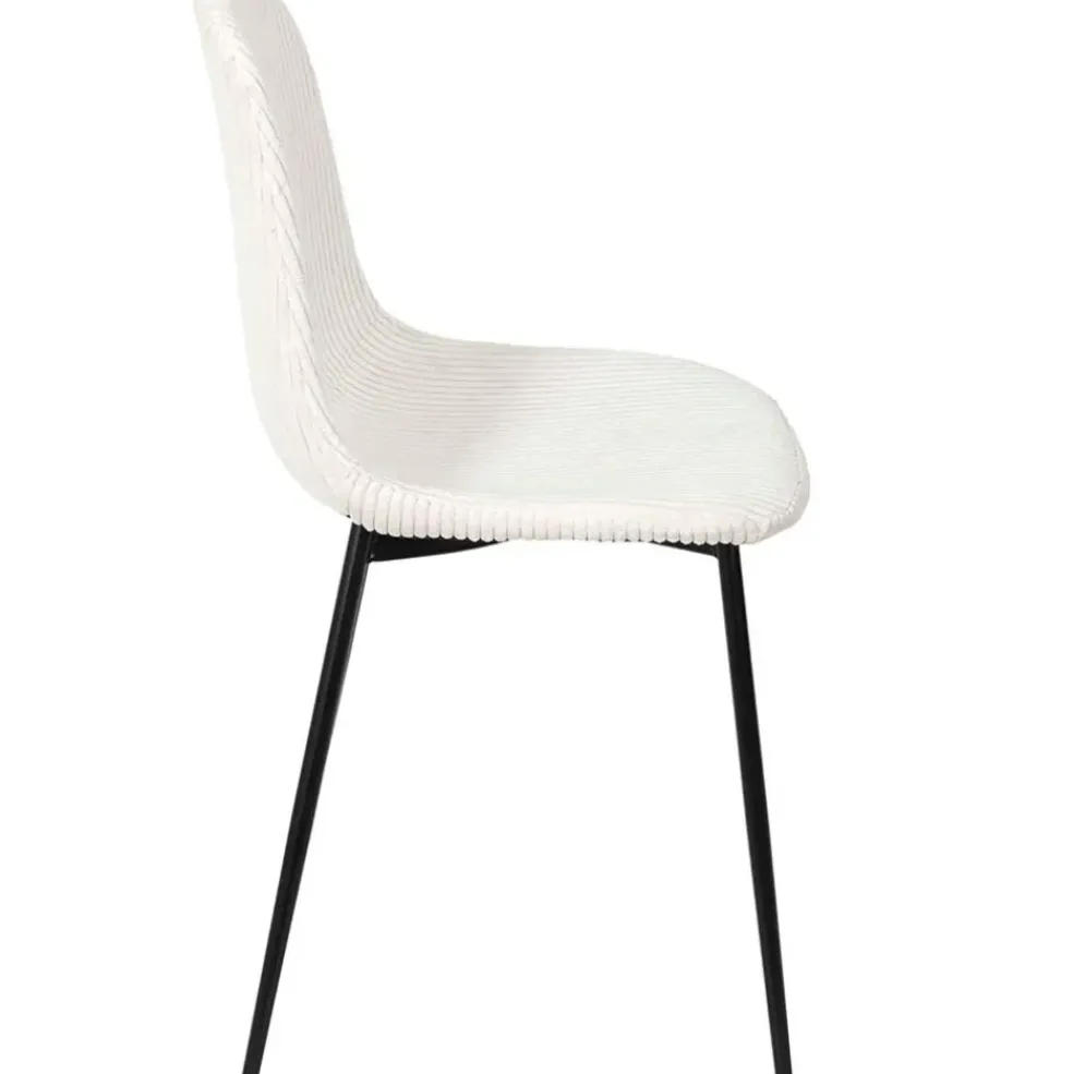 Chaise salle à manger en velours côtelé beige - Scarlett