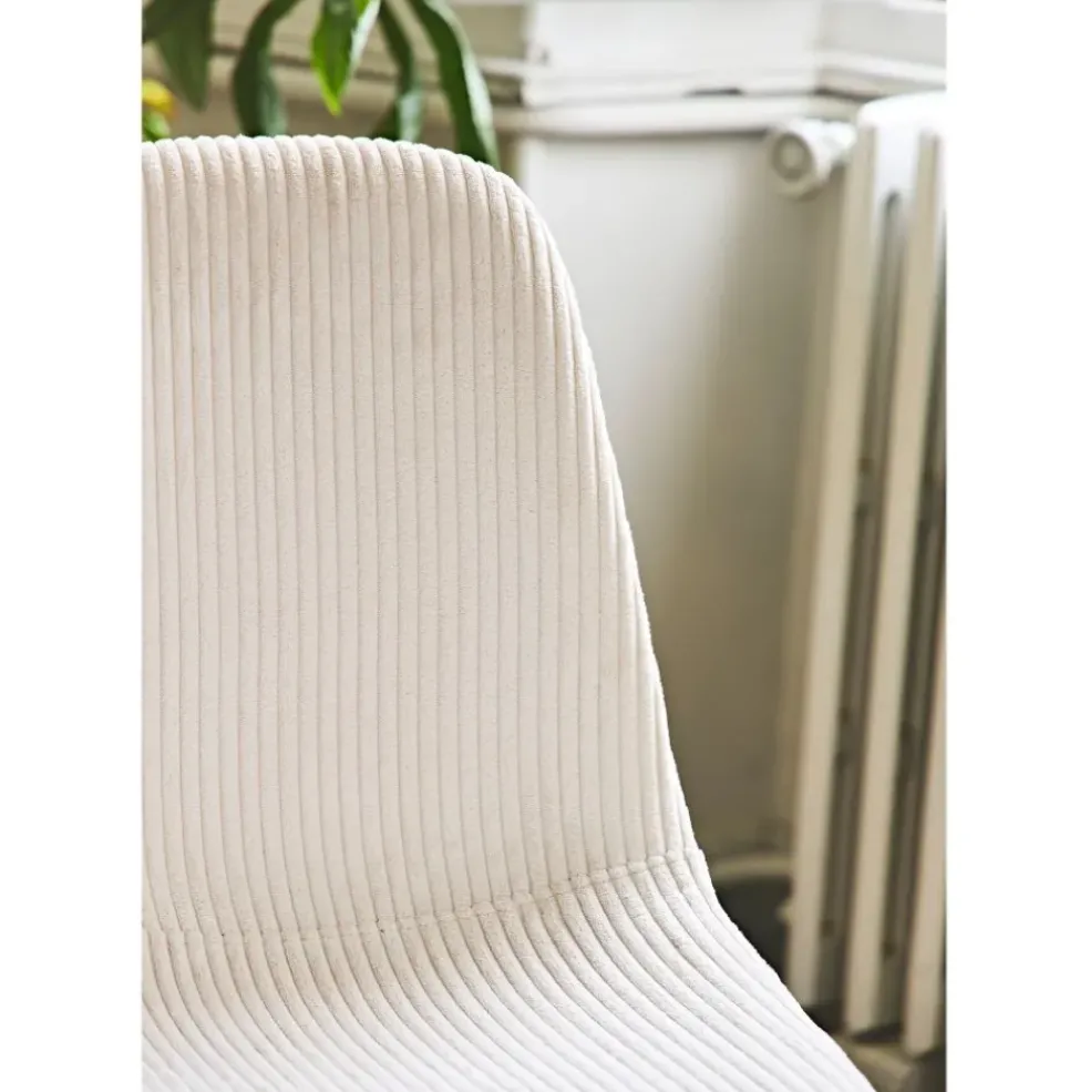 Chaise salle à manger en velours côtelé beige - Scarlett